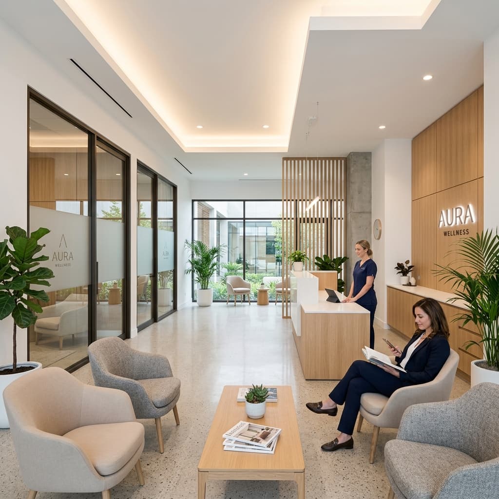 State of the art clinic lobby reception of ApexCare